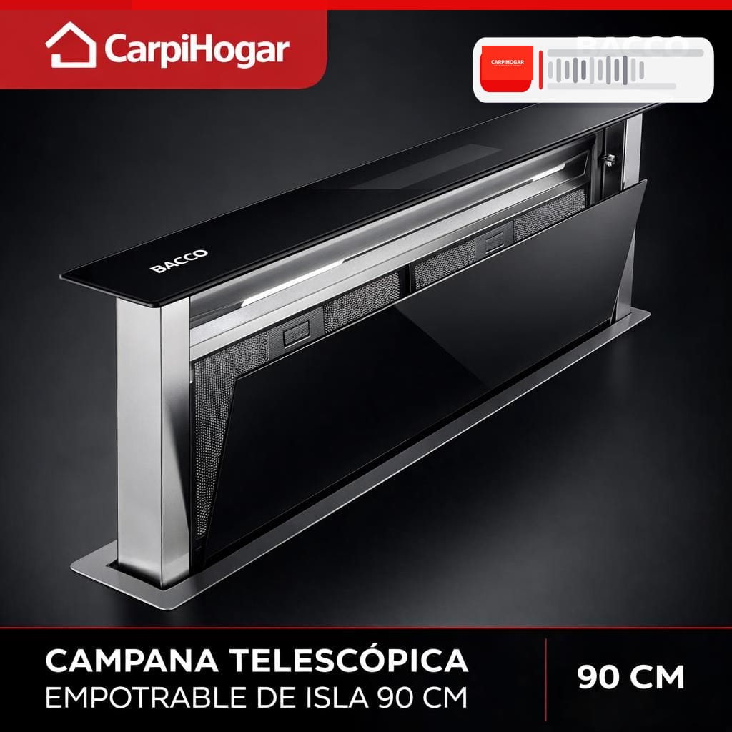CAMPANA TELESCÓPICA EMPOTRABLE DE ISLA 90 CM
