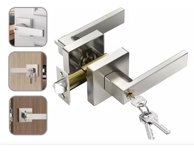 CERRADURA CUADRADA NIQUELADA PARA PUERTA DE HABITACION