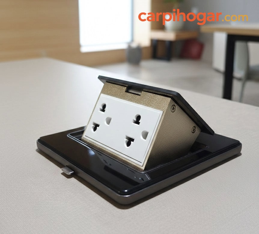 Enchufe Doble universal para piso Negro de vidrio Templado