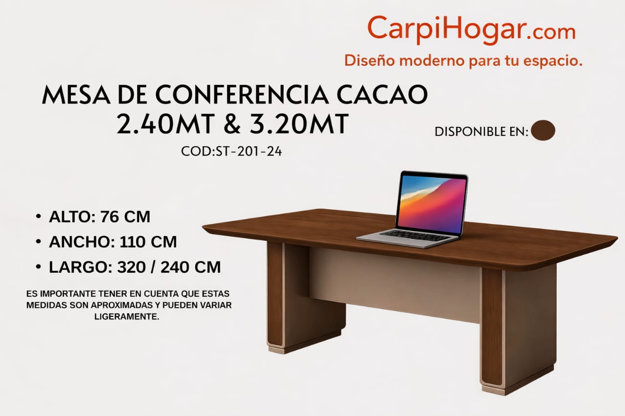 MESA DE CONFERENCIA CACAO 2.40MT Y 3.20MT