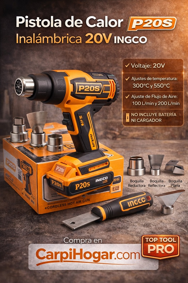 Pistola de calor inalámbrica 20V