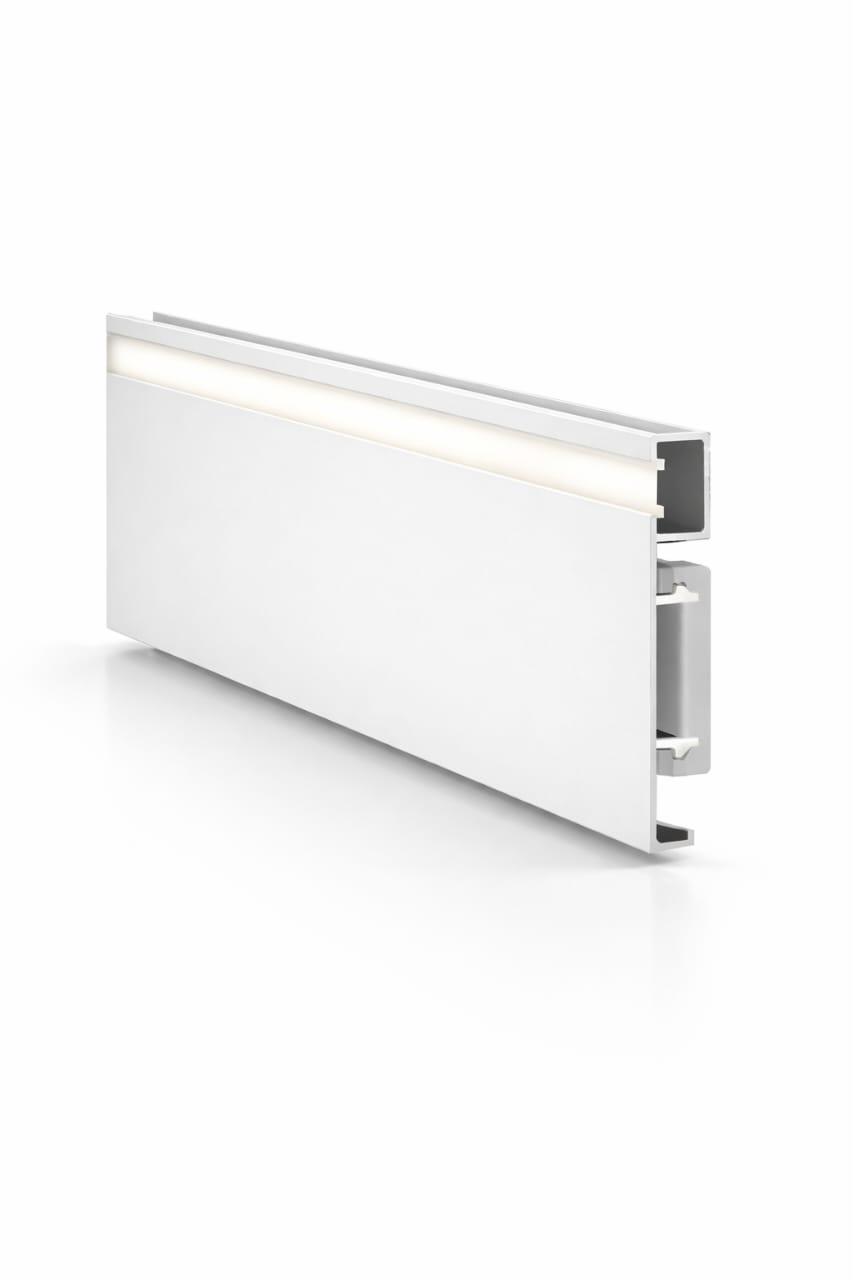 RODAPIÉ DE PERFIL LED 7.8CM * 3MTRS FRONTAL DE ALUMINIO BLANCO DECORATIVO MONTAJE EN PARED