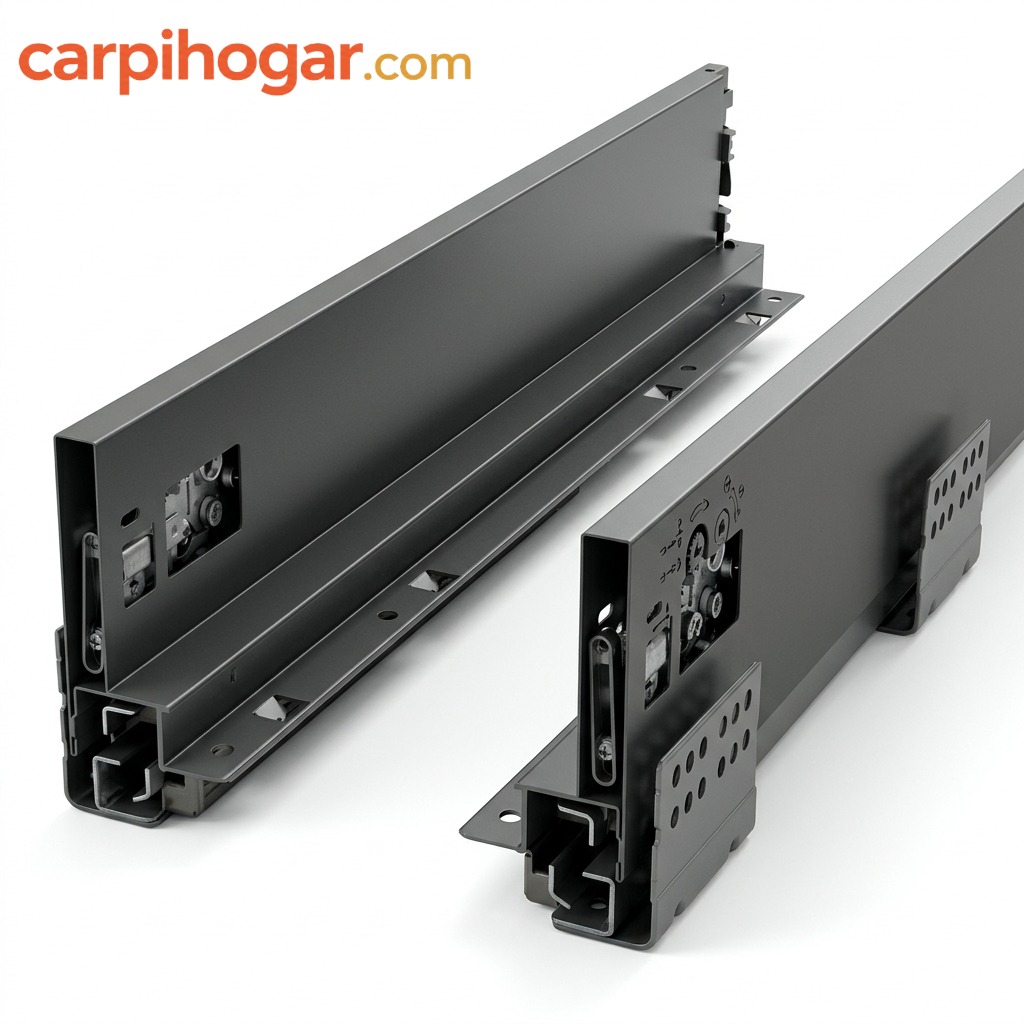 CORREDERA DE METAL ULTRADELGADA 12*50CM AJUSTABLE EN 4D, PARA GABINETES DE COCINA (PAR)