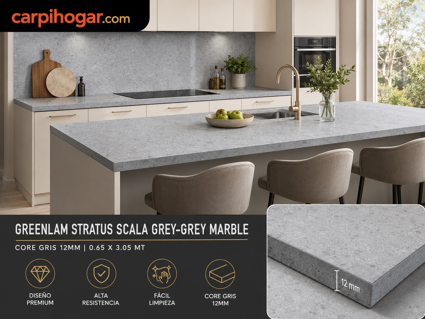 STRATUS SCALA GREY-GREY MARBLE CORE GRIS 0.65 X 3.05 MT