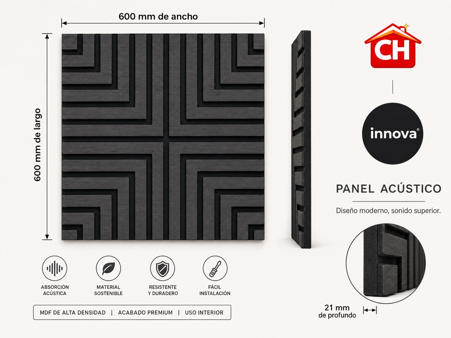 PANEL ACUSTICO DE PARED EW WOOD 030