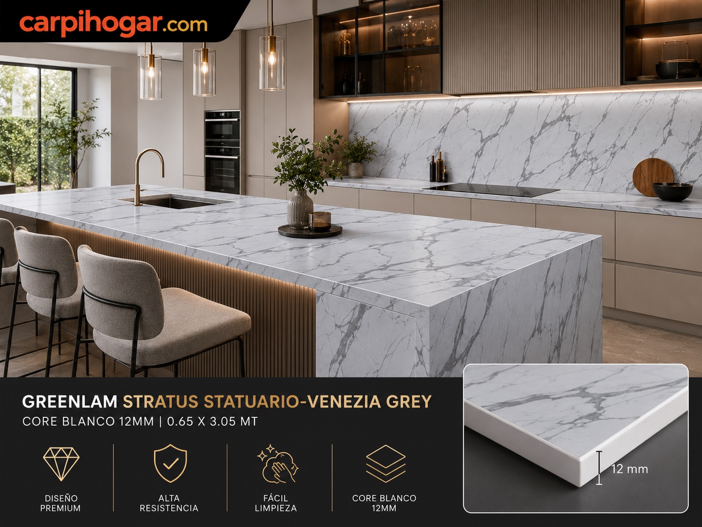 STRATUS STATUARIO-VENEZIA GREY CORE BLANCO 0.65 x 3.05 MT