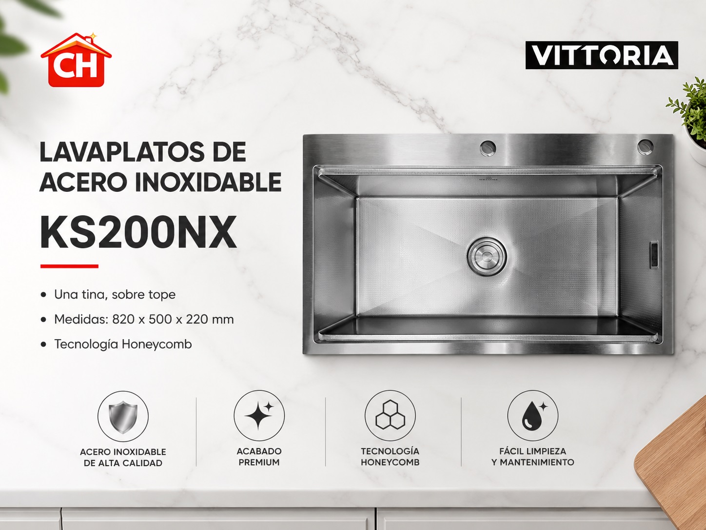 LAVAPLATOS DE ACERO INOXIDABLE KS200NX