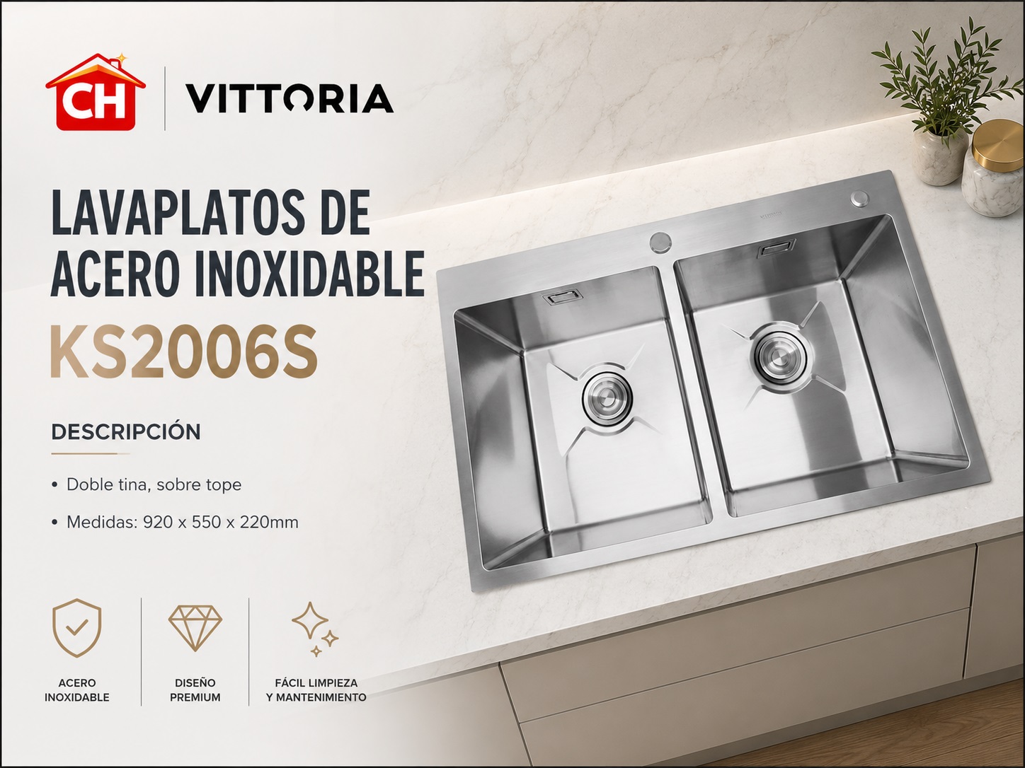 LAVAPLATOS DE ACERO INOXIDABLE KS2006S