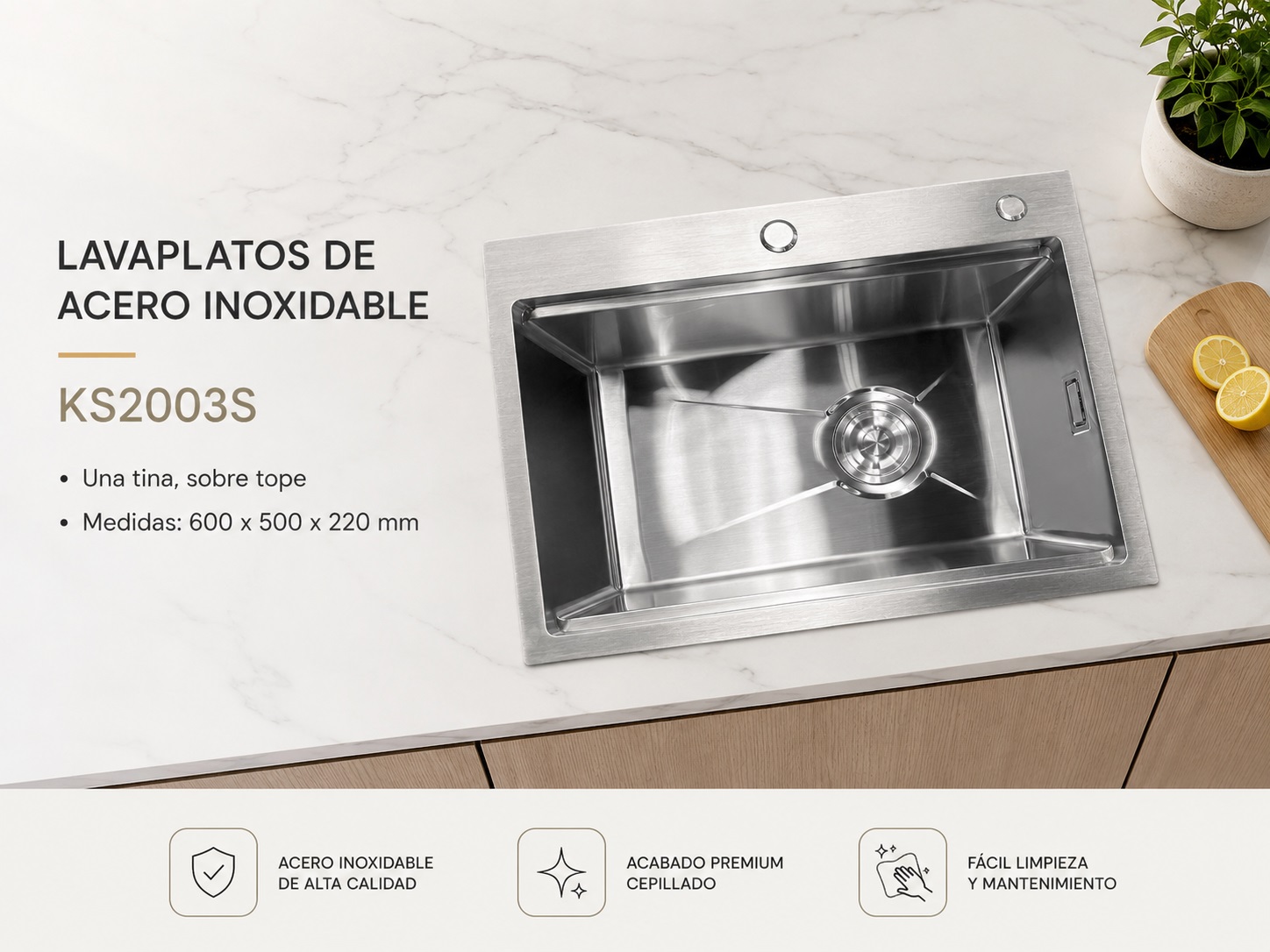 LAVAPLATOS DE ACERO INOXIDABLE KS2003S