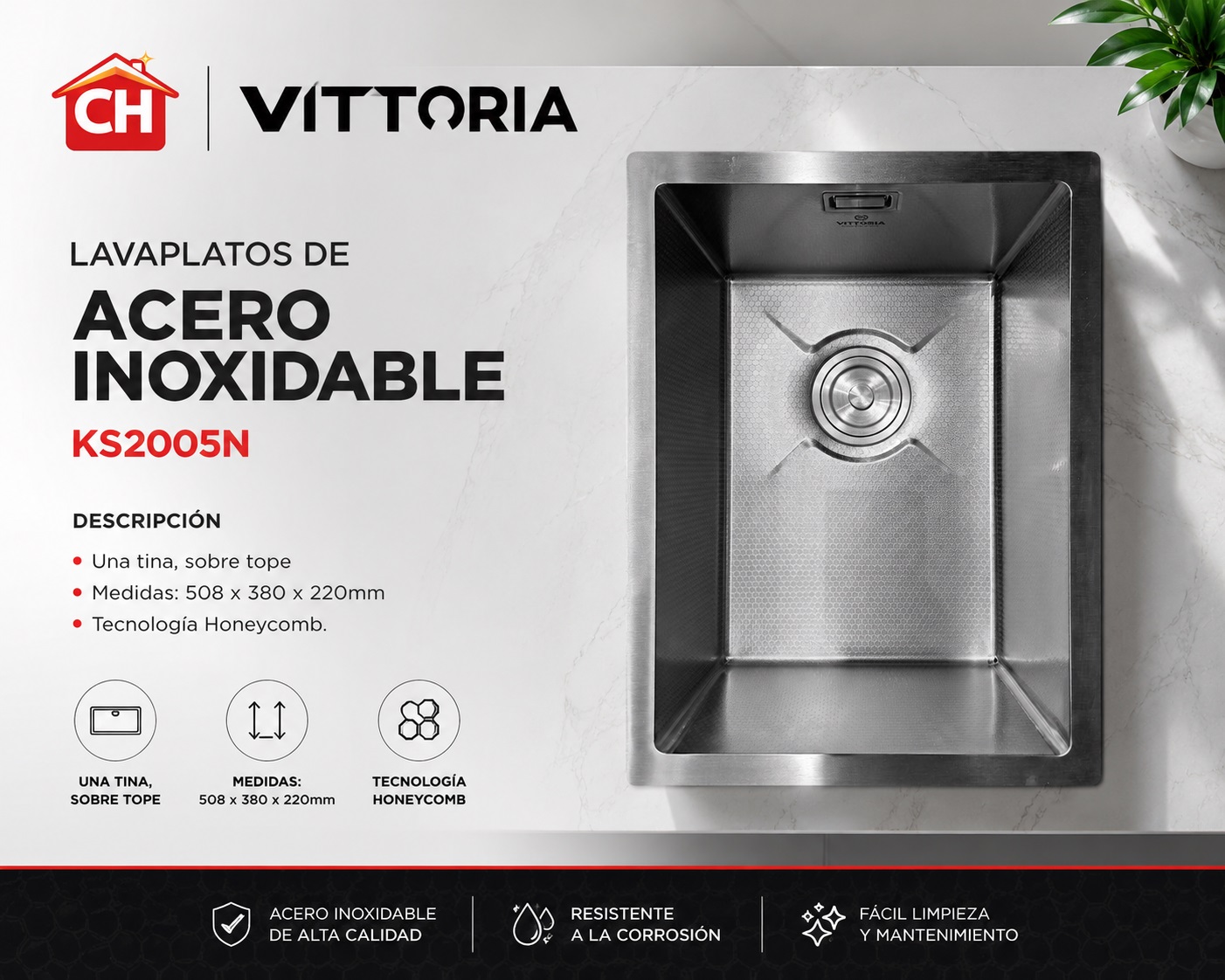 LAVAPLATOS DE ACERO INOXIDABLE KS2005N