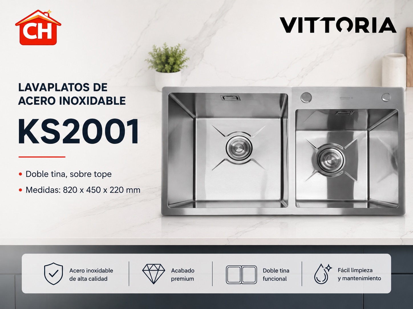 LAVAPLATOS DE ACERO INOXIDABLE KS2001