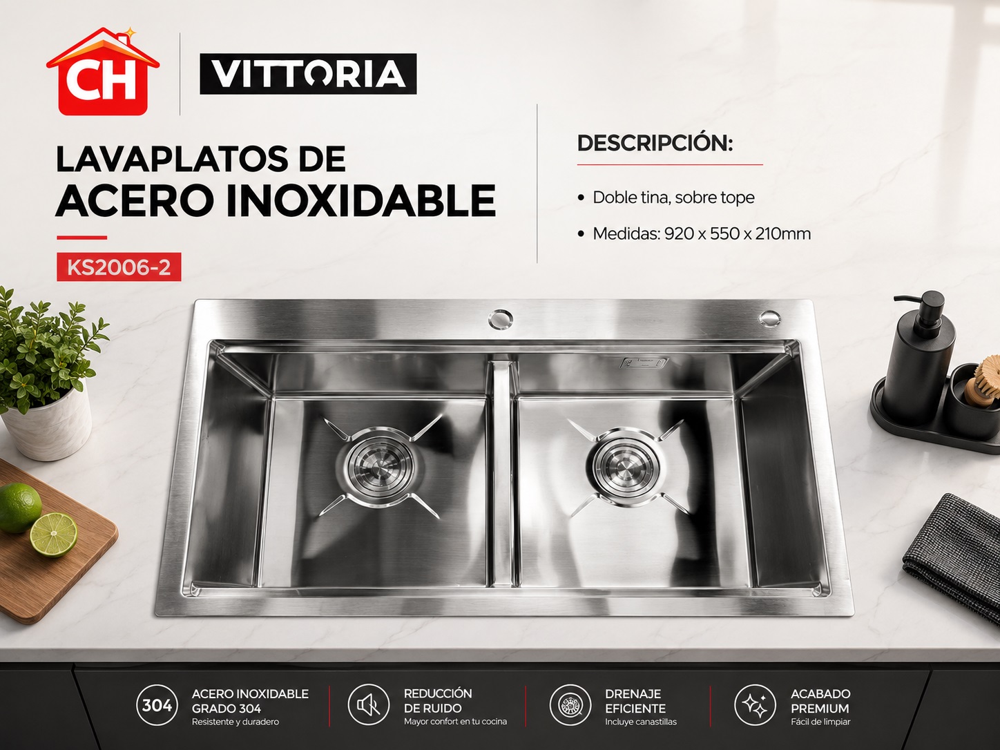 LAVAPLATOS DE ACERO INOXIDABLE KS2006-2
