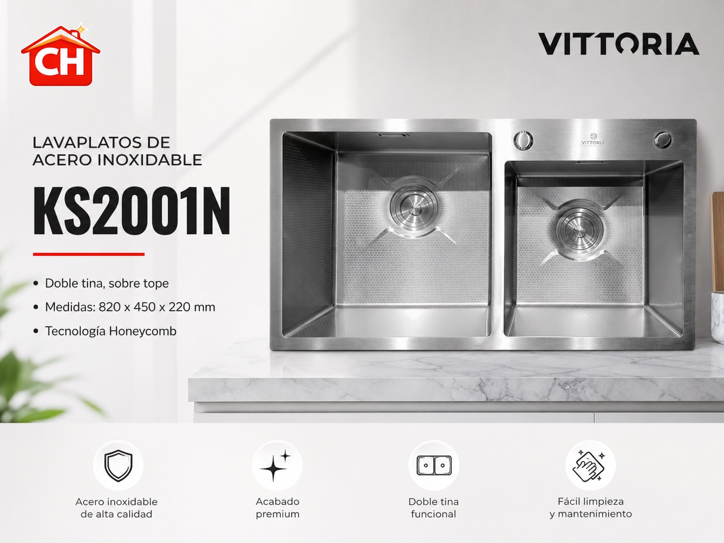 LAVAPLATOS DE ACERO INOXIDABLE KS2001N