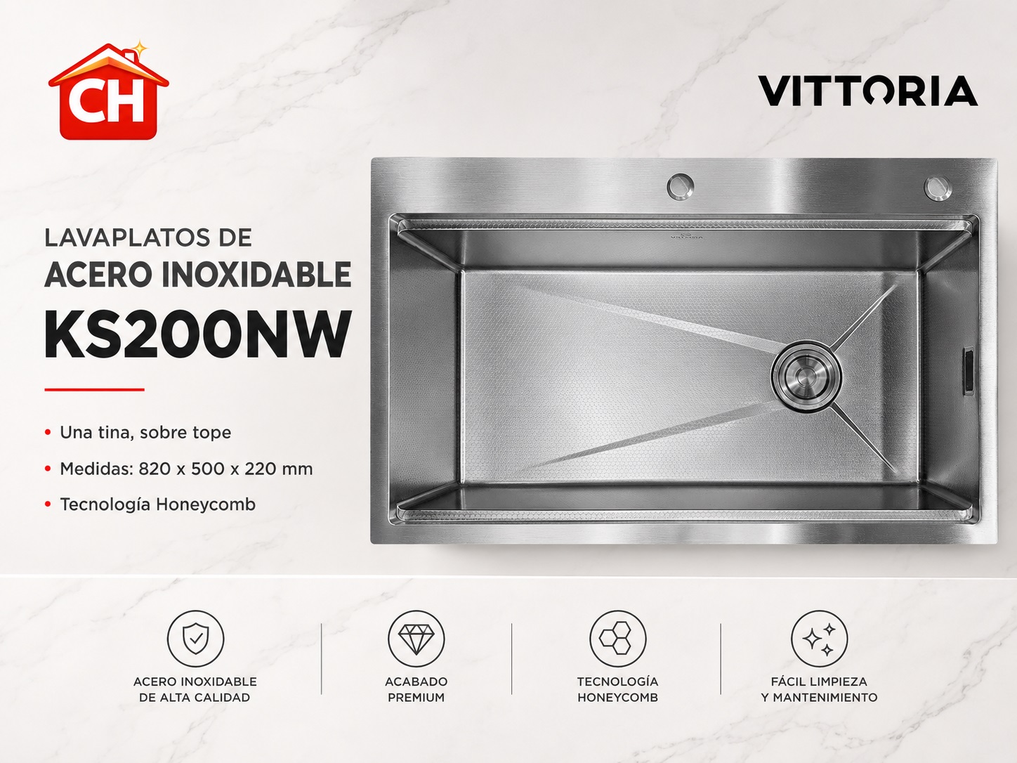 LAVAPLATOS DE ACERO INOXIDABLE KS200NW