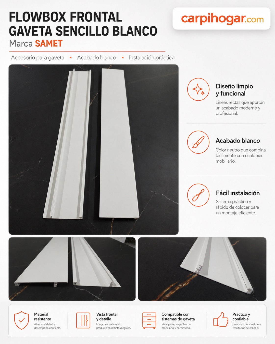SAMET FLOWBOX FRONTAL GAVETA SENCILLO BLANCO