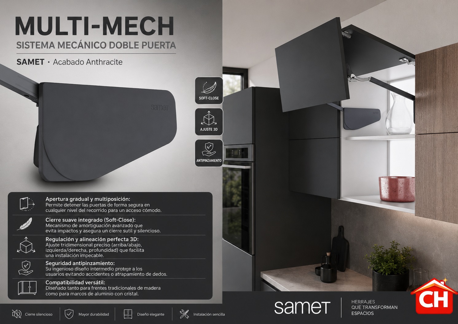 SAMET MULTI-MECH SISTEMA MECANICO DOBLE PUERTA - C1 237MM ANTHRACITE