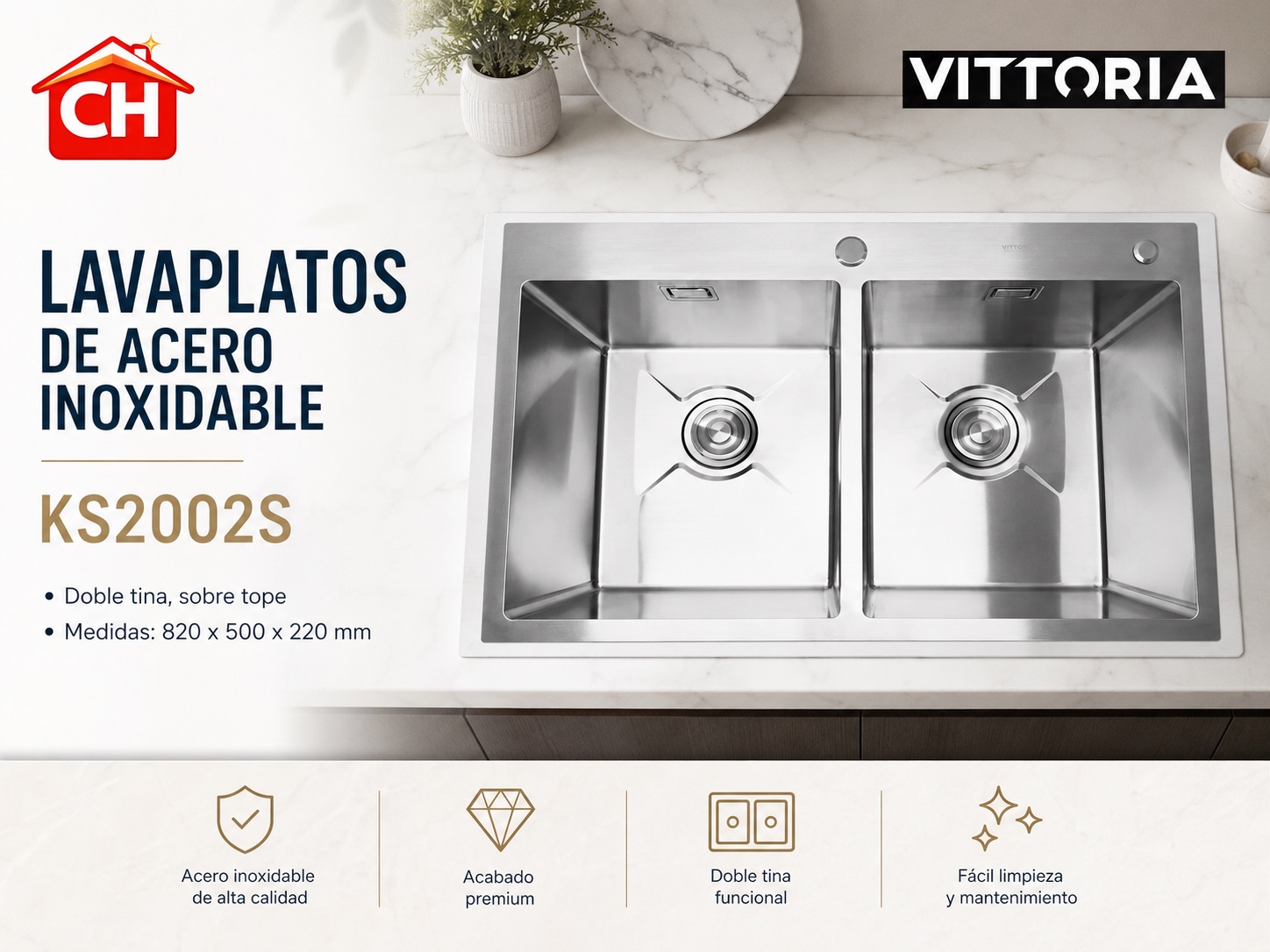 LAVAPLATOS DE ACERO INOXIDABLE KS2002S