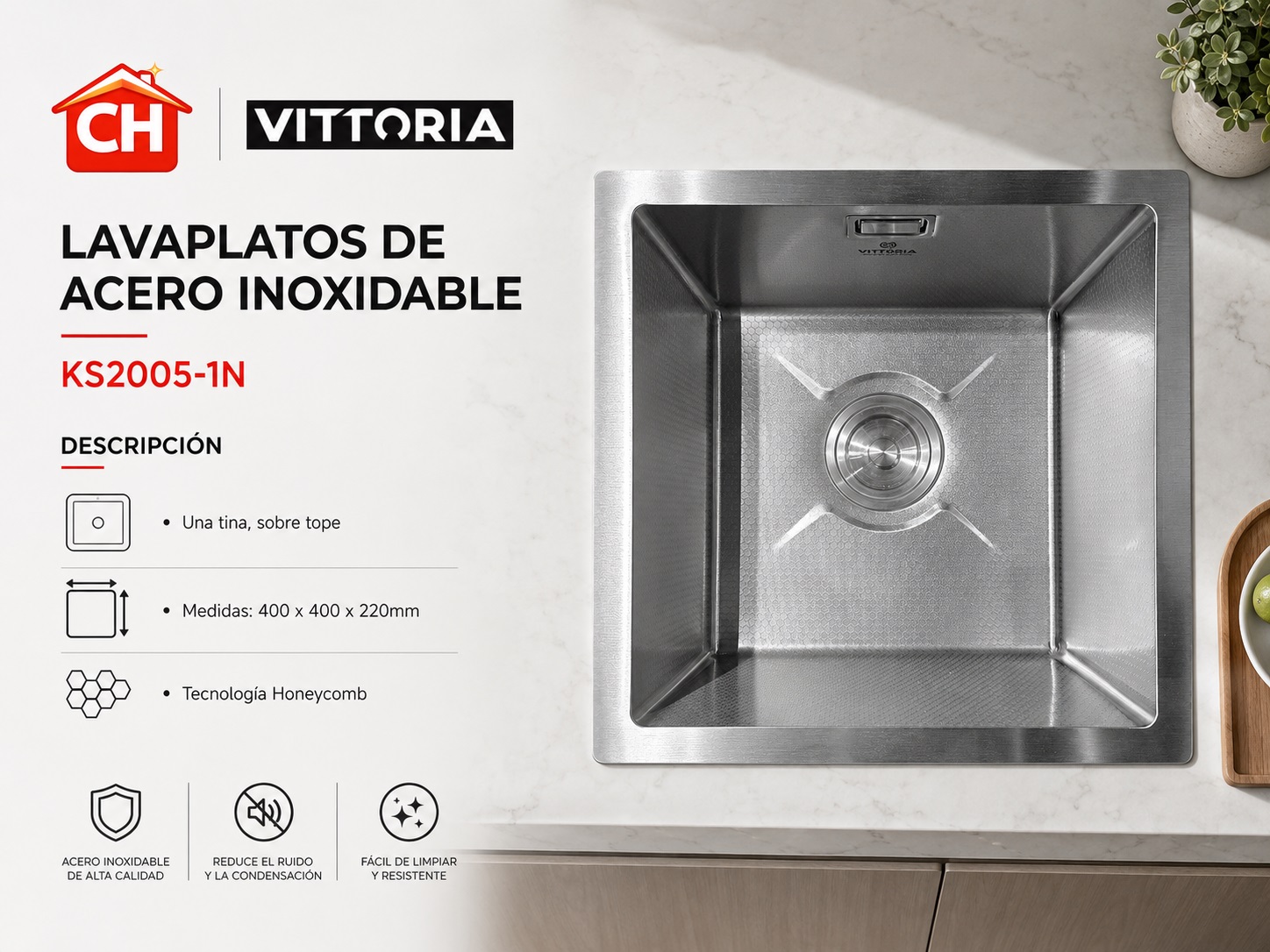 LAVAPLATOS DE ACERO INOXIDABLE KS2005-1N