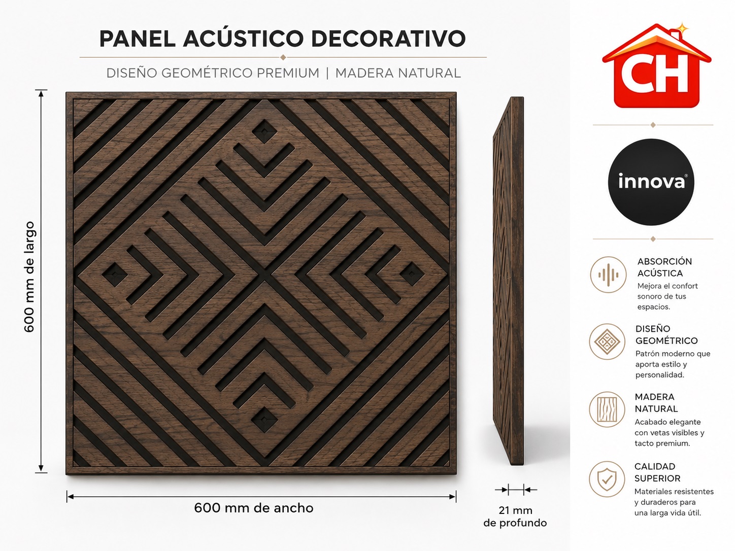 PANEL ACUSTICO DECORATIVO WTAP-16 EW WOOD 012