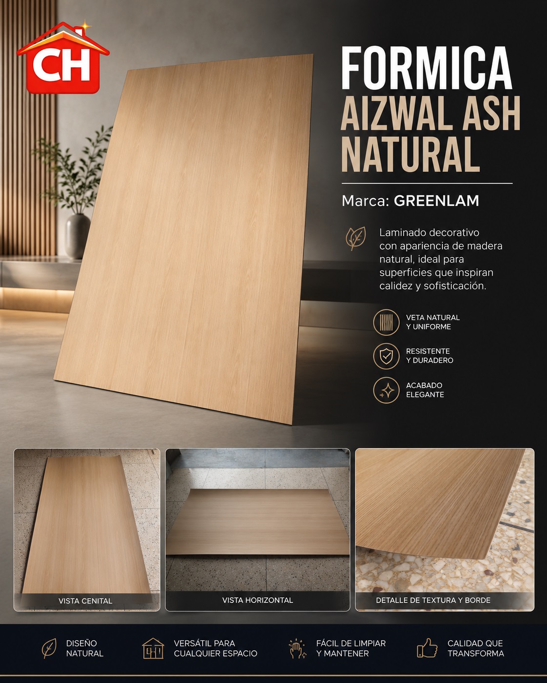 FORMICA AIZWAL ASH NATURAL GREENLAM