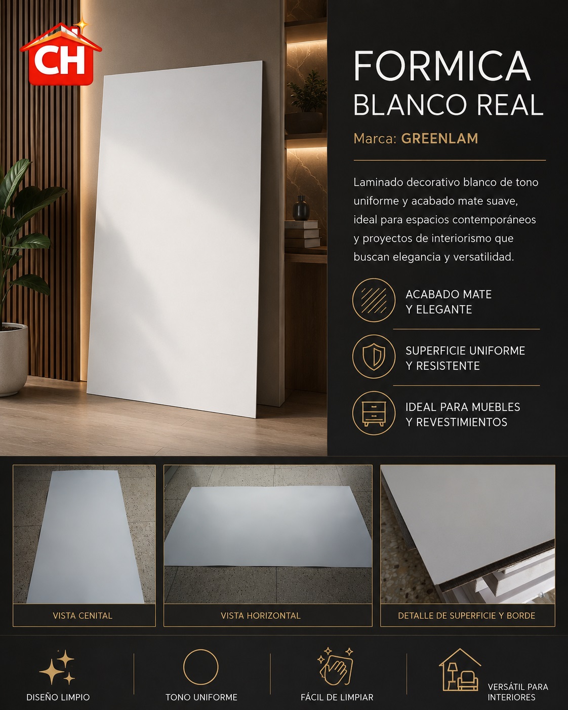 FORMICA BLANCO REAL GREENLAM