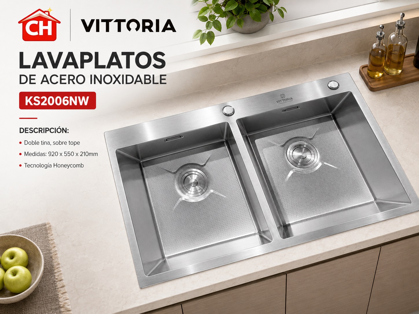 LAVAPLATOS DE ACERO INOXIDABLE KS2006NW