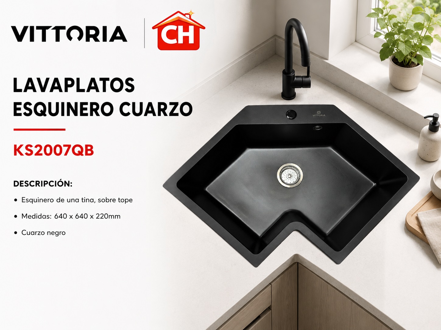 LAVAPLATOS ESQUINERO DE CUARZO KS2007QB