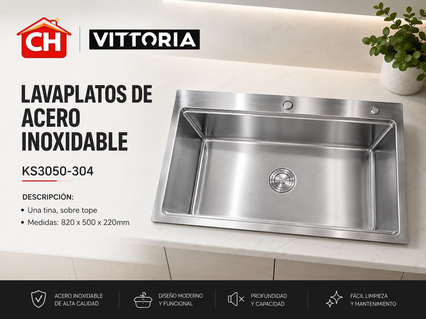 LAVAPLATOS DE ACERO INOXIDABLE KS3050-304
