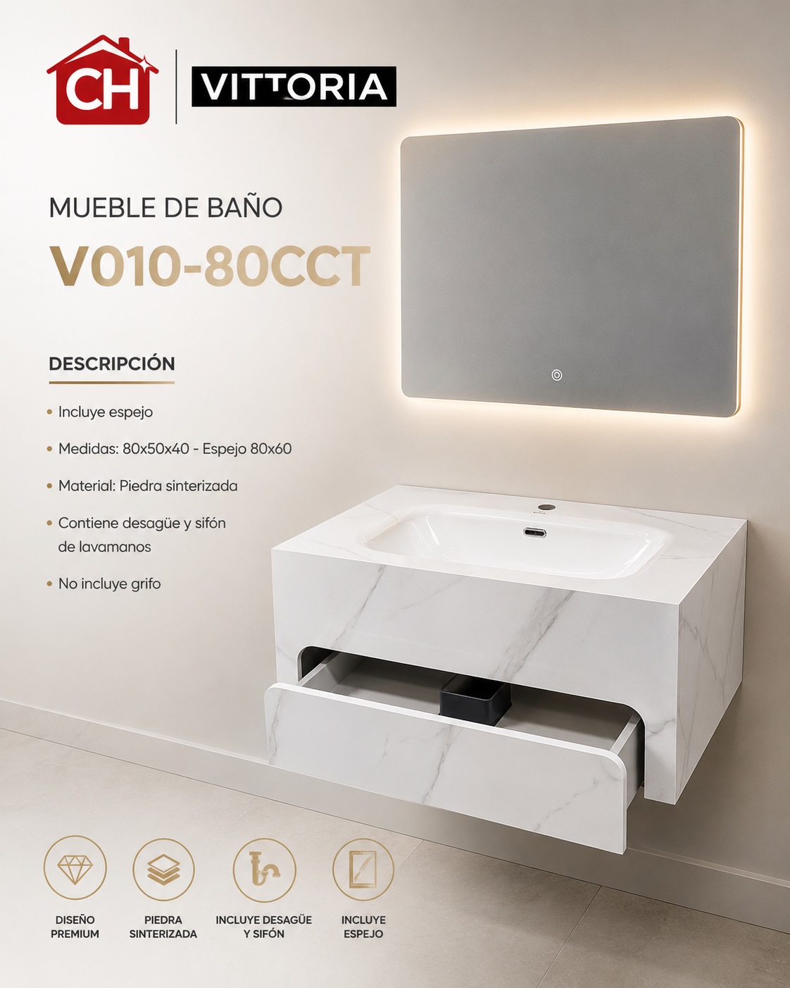 MUEBLE DE BAÑO V010-80CCT