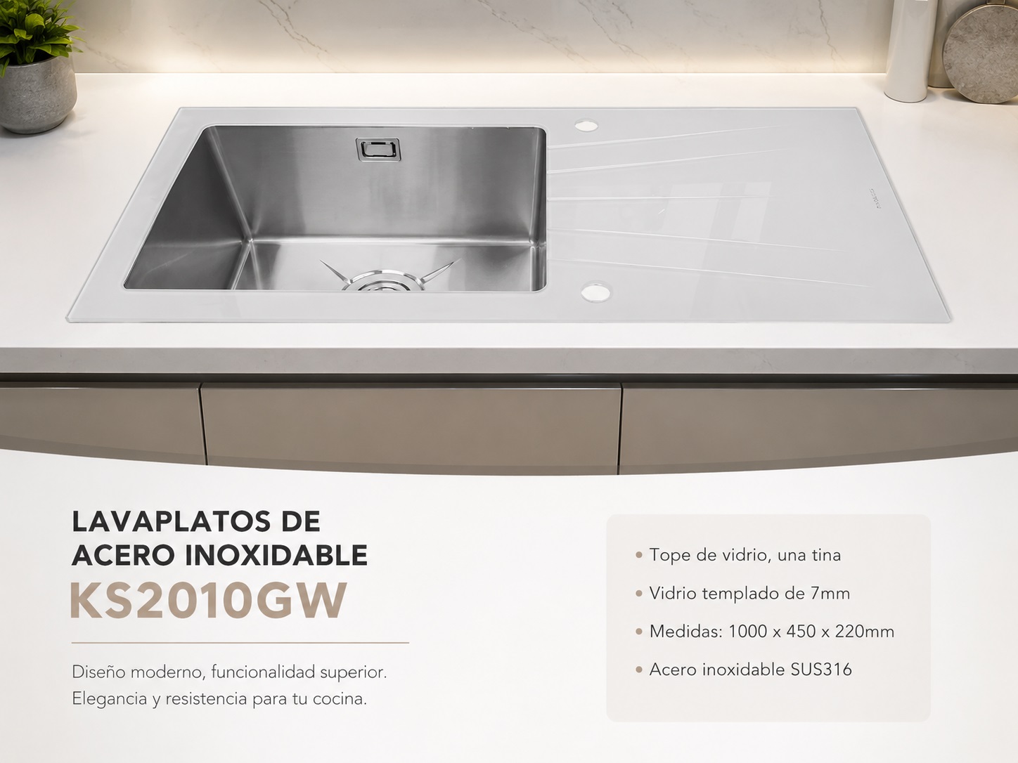 LAVAPLATOS DE ACERO INOXIDABLE KS2010GW