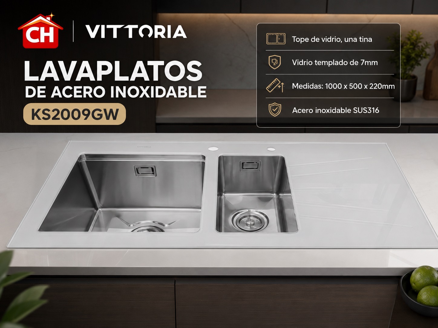 LAVAPLATOS DE ACERO INOXIDABLE KS2009GW