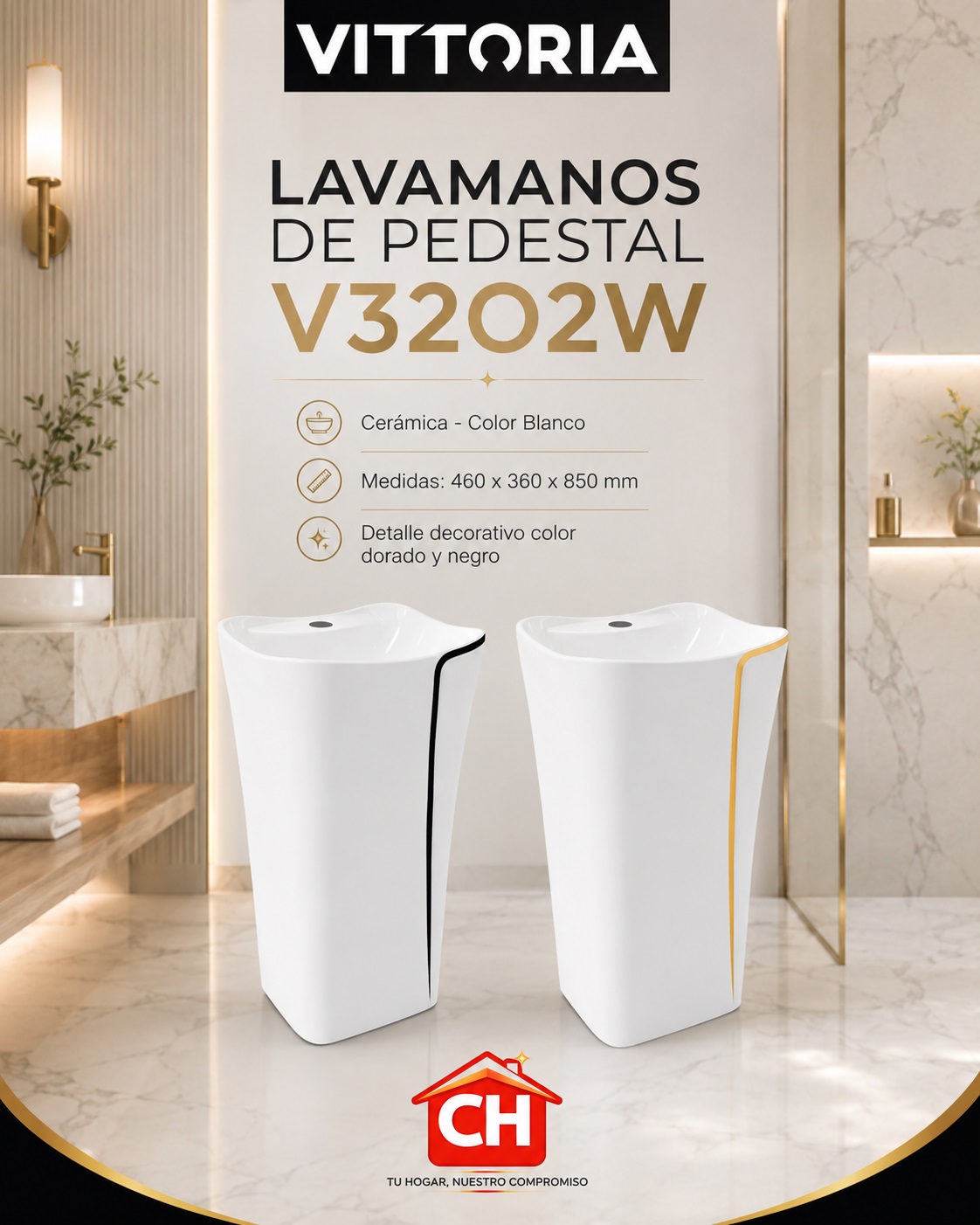 LAVAMANOS DE PEDESTAL V3202W
