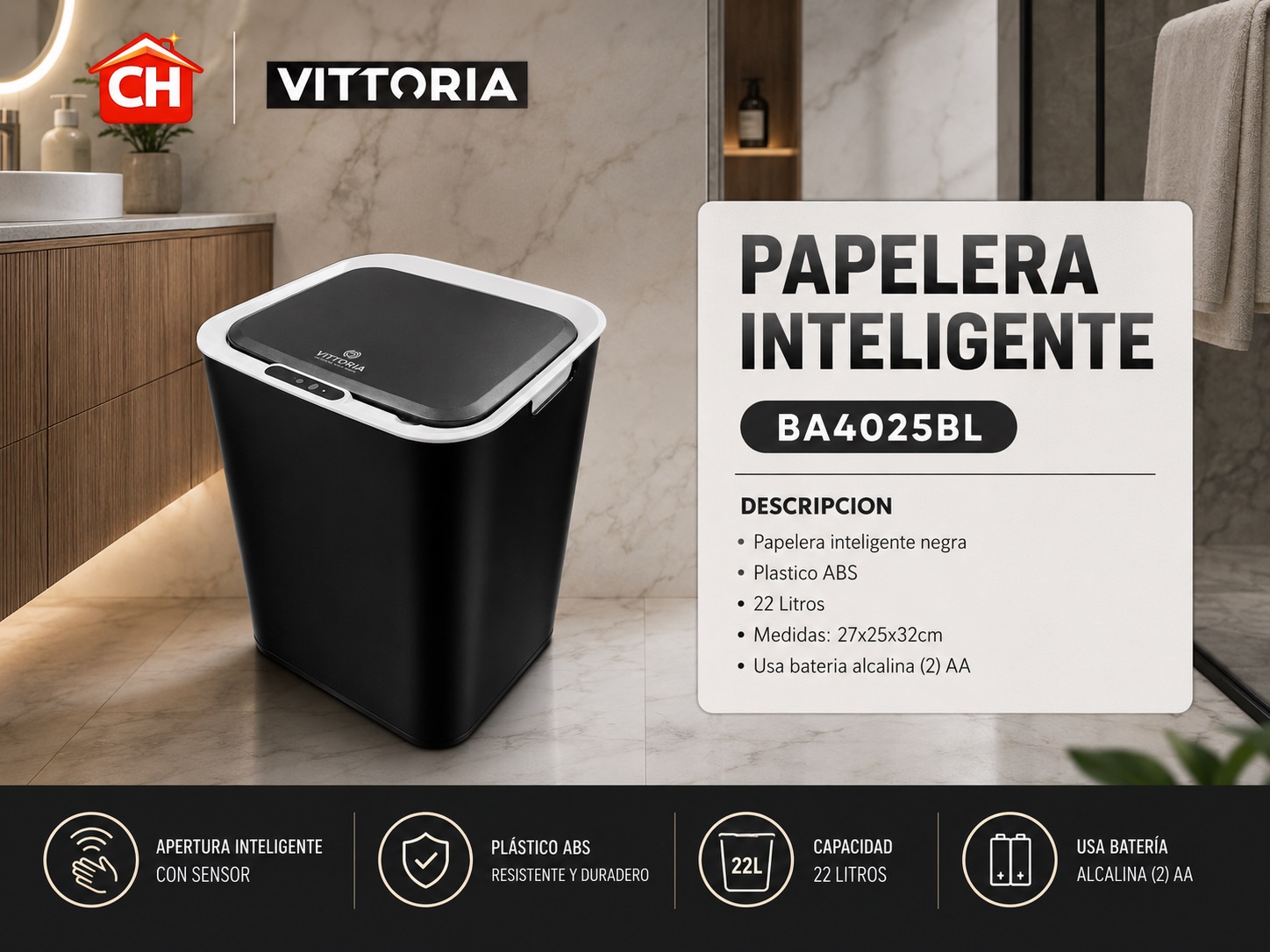 PAPELERA INTELIGENTE BA4025BL
