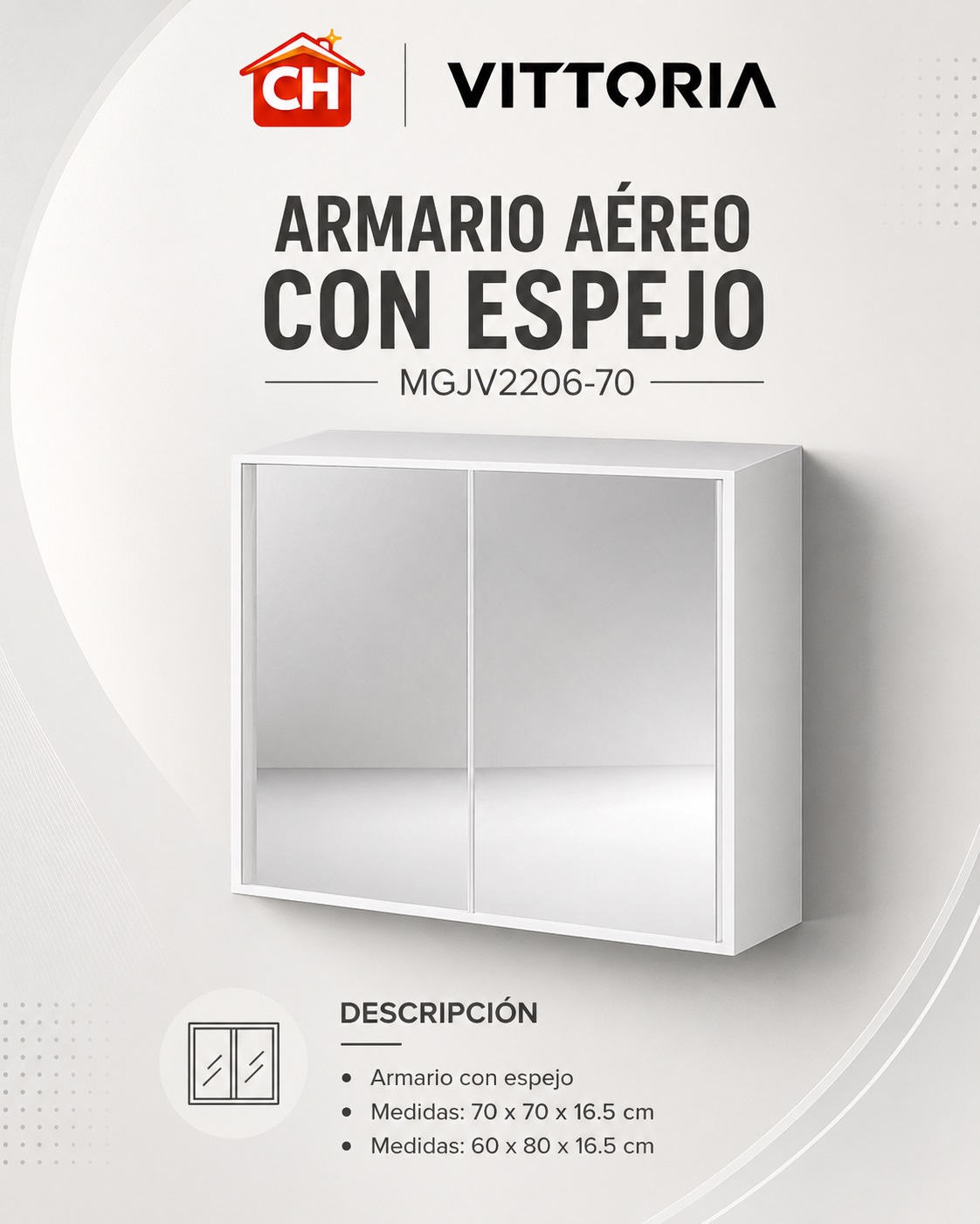 ARMARIO AÉREO CON ESPEJO MGJV2206-70