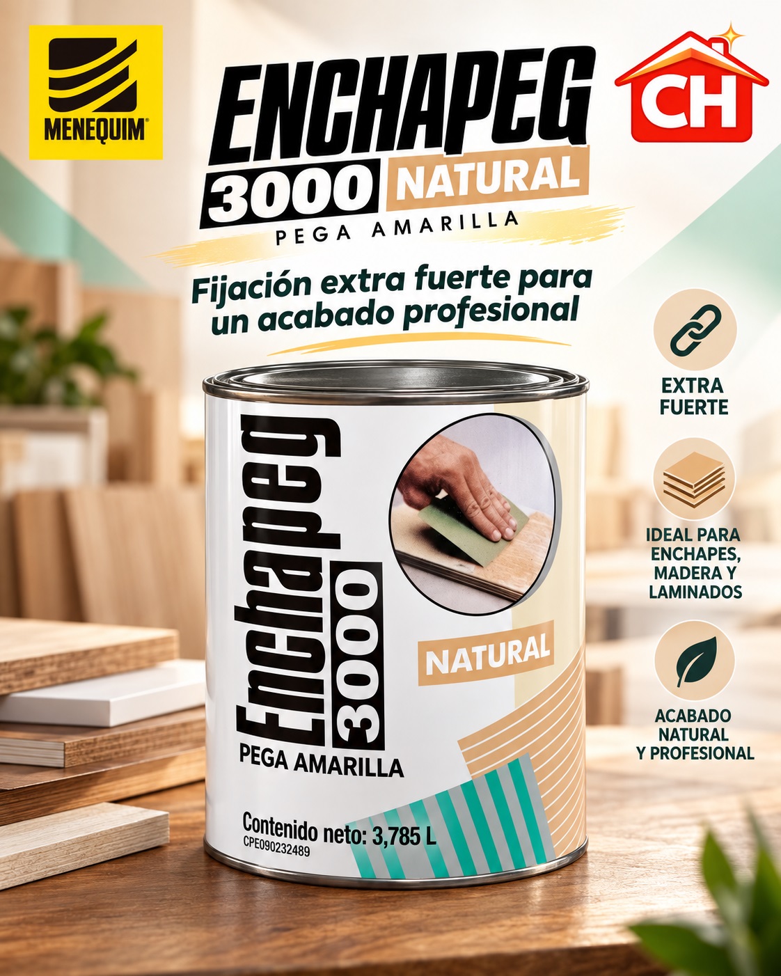 PEGA AMARILLA ENCHAPEG 3000 NATURAL