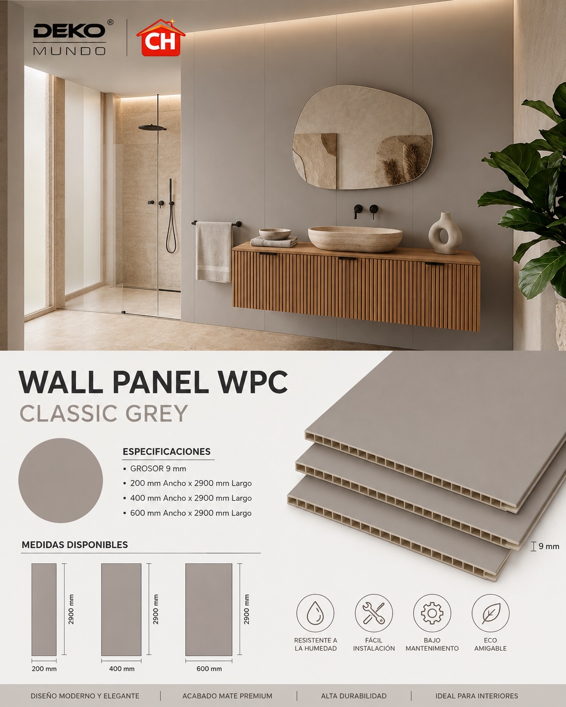 WALL PANEL WPC Clasic Grey