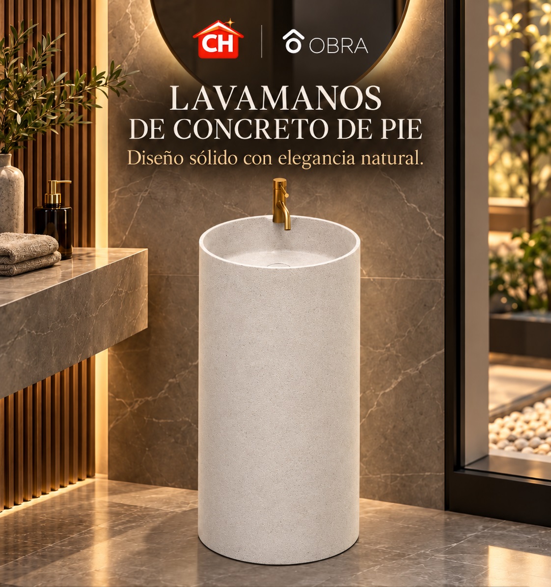 Lavamanos de concreto UF-3001 — Sesame dark brown