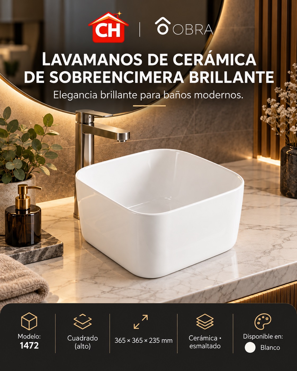 Lavamanos de cerámica 1472 — Blanco