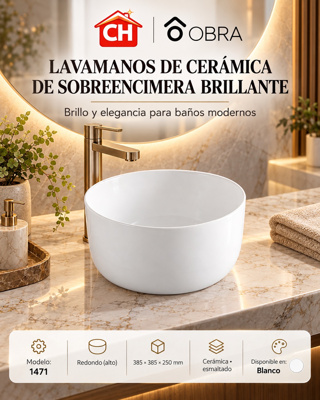 Lavamanos de cerámica 1471 — Blanco